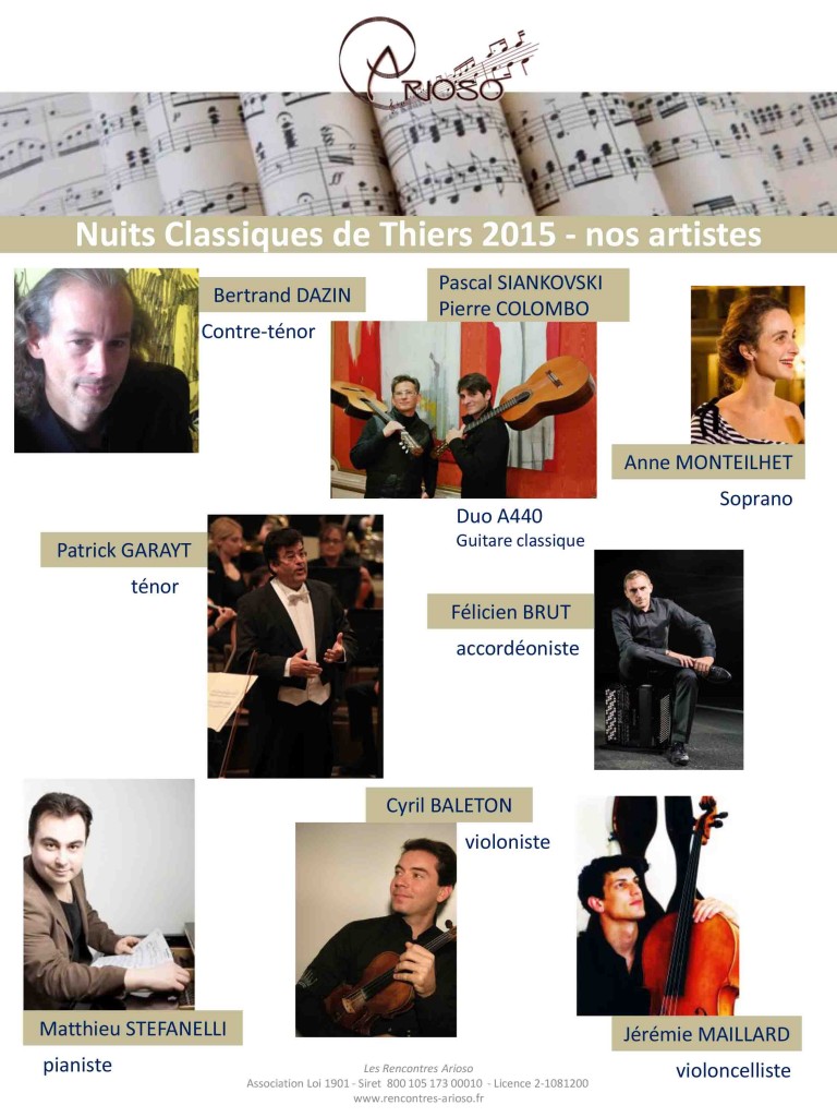 programme du festival "Les Nuits Classiques de Thiers 2015"