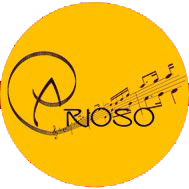 logo arioso noir sur fond jaune dans un cercler
