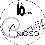 logo arioso 10 ans noir sur fond blanc dans un cercle